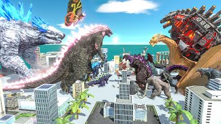 Evolved Godzilla x Shimo x Kong VS Mechagodzilla x King Ghidorah  Animal Revolt Battle Simulator [upl. by Ferren]