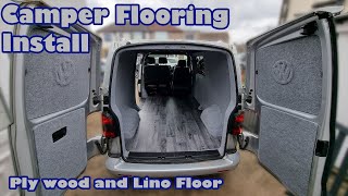 Installing The Plywood and Vinyl Flooring  VW T5 Transporter Campervan Conversion [upl. by Ethelda]