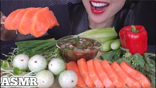 ASMR WILD SALMON SASHIMI WITH MY FAVOURITE SAUCE EATING SOUNDS NO TALKING  SASASMR [upl. by Nuahsed]