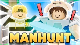 Youtuber Manhunt VS 6 HUNTERS ROBLOX BEDWARS 3 [upl. by Delaine757]