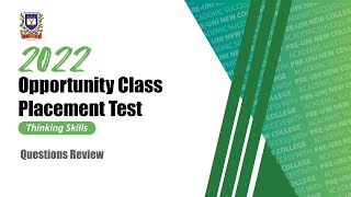 2022 Real Opportunity Class Placement Test  Thinking Skills Section Solutions [upl. by Daub]