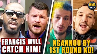 UFC Fighters PREDICT Francis Ngannou vs Ciryl Gane BispingJonesOMalley Chandler ampmore UFC 270 [upl. by Haynes]