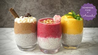 Chia Seed Pudding 3 Ways Easy amp Healthy Breakfast Idea  Homemade Food by Amanda [upl. by Anneehs]