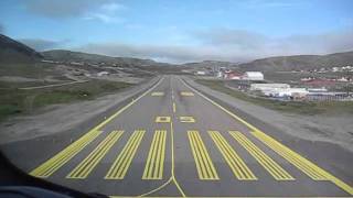 Wideroe Dash 8 cockpit view landing at Hammerfest Norway [upl. by Neerihs]