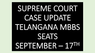 TELANGANA NEET COUNSELLING 2024  SUPREME COURT CASE UPDATE  TELANGANA MBBS SEATS neet2024 neet [upl. by Four]