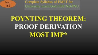 EMFT  Lec 165  Mathematical Proof of Poynting Theorem  R K Classes  Join Telegram Channel 4 PDF [upl. by Ailak]