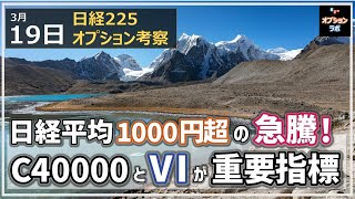 【日経225オプション考察】319 日経平均 1000円超の急騰！ C40000と日経VIが重要指標に！ [upl. by Ydroj]