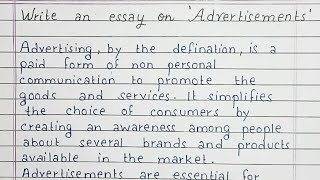 Write an essay on Advertisements  Essay Writing  English [upl. by Ettenej]