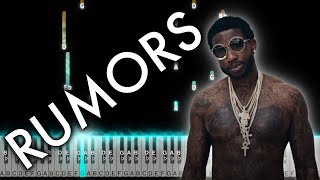 Gucci Mane ft Lil Durk  Rumors PIANO TUTORIAL  Sheet Music  Instrumental  Karaoke  Chords [upl. by Wolpert]