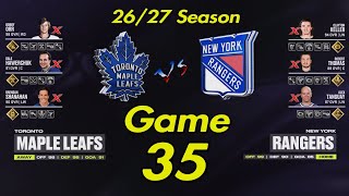 NHL24 Game 35 2627 Season Toronto Maple Leafs  New York Rangers [upl. by Varden]