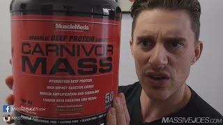 MuscleMeds Carnivor MASS Gainer Protein Powder Supplement Review  MassiveJoescom Raw Review [upl. by Cavil698]