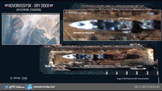 Satellite Imagery of the Black Sea Fleet New Ship in Dry Dock Dispersal of KalibrArmed Ships [upl. by Oinota762]