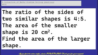 Area  Similar Shapes  GCSE  IGCSE  Maths Problem Solving [upl. by Telimay]