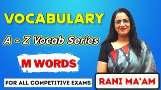 Vocabulary A  Z Series  M Words  Synonyms and Antonyms  Vocabulary  English With Rani Maam [upl. by Husch]