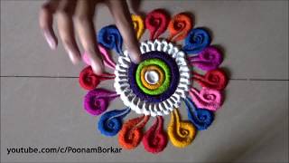 Easy rangoli patterns  3  Small quick and easy rangoli designs  Easy Rangoli by Poonam Borkar [upl. by Reste]