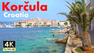 Korcula Croatia 🇭🇷 4K Beach and Old Town Walking Tour June 2022 [upl. by Atrahc]