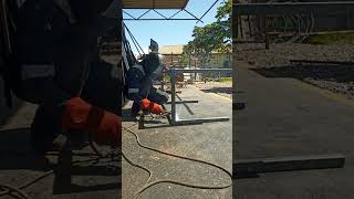 Welding steel table using E 6013 [upl. by Enyawud943]