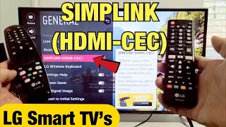 LG Smart TV How to Enable SIMPLINK HDMI  CEC [upl. by Tucky]