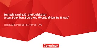 Webinar 0922  EWB  Strategietraining für die Fertigkeiten Lesen Schreiben Sprechen Hören B1 [upl. by Viglione]