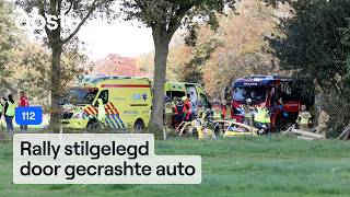 Rallyauto crasht tegen boom twee gewonden  Oost [upl. by Dupre]