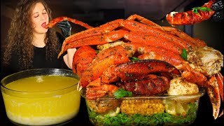 ASMR MUKBANG JUMBO SNOW CRAB SEAFOOD BOIL  BUTTER GARLIC SAUCE  ASMR EATING  ASMR FOOD [upl. by Atalanta]