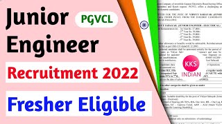 PGVCL JE Recruitment 2022 For Junior Engineer  Fresher Eligible  Junior Engineer Vacancy 2022 [upl. by Adekam]