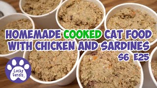 Homemade Cat Food Cooked Recipe With Chicken And Sardines S6 E25 Lucky Ferals [upl. by Redmund934]