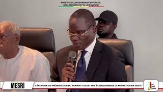 Discours d’ouverture du MESRI  Cérémonie de présentation du rapport d’audit des établissements d [upl. by Nikral23]