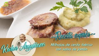 Receta de Milhojas de cerdo ibérico con salsa de jamón por Karlos Arguiñano [upl. by Eatnad]