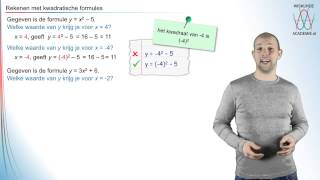 Kwadratische formules  rekenen met kwadratische formules deel 1  WiskundeAcademie [upl. by Oruntha]