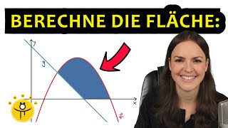 FLÄCHE zwischen zwei Graphen und xAchse – Integralrechnung Flächenberechnung [upl. by Yuzik]