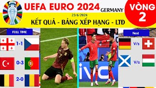 EURO2024 KẾT QUẢ BẢNG XẾP HẠNG VÒNG 2 TẠI BẢNG E F BỒ ĐÀO NHA VÀ BỈ GIÀNH 3 ĐIỂM  LỊCH THI ĐẤU [upl. by Xaviera]