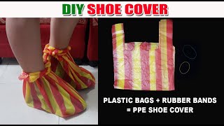 DIY Shoe Cover Made of Plastic Bags  NO SEW Disposable Improvised PPE  Quick and Easy [upl. by Navanod]