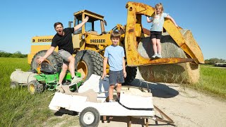 Playing on the Farm with Hudson and Holly  Tractors for kids [upl. by Zerla86]