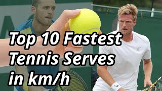 Top 10 Fastest Tennis Serves in km and miles [upl. by Aikenat578]