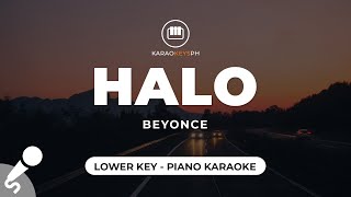 Halo  Beyonce Lower Key  Piano Karaoke [upl. by Ynelram]