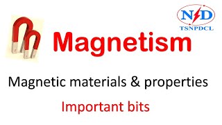 Magnetic materials amp propertiestsnpdcl jlm 2024tsspdcl Important bits 2024 [upl. by Conte]