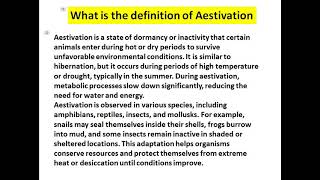 what is the definition of aestivation [upl. by Levy]