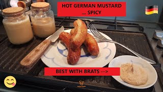 Hot German Mustard Senf  Baste your Bratwurst Knackwurst or Bockwurst in this delicious treat [upl. by Nylram]