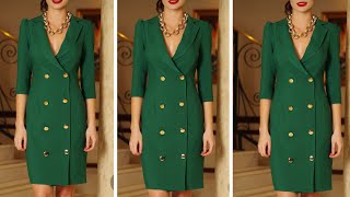 How to Draft a double Breasted Notched collar Blazer Gown very detailed [upl. by Pax]