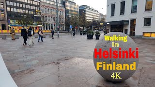 Evening walk in the Autumn of Helsinki Finlandtravel finland 4k [upl. by Ordisi]