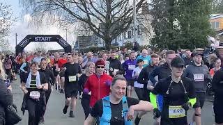 Wilmslow Running Festival 2024 Over 4000 runners streaming across the start line a wall of people [upl. by Lanahtan]