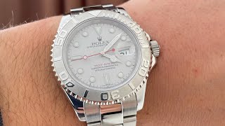 Rolex YachtMaster 16622 mens watch platinum bezel [upl. by Enileve]