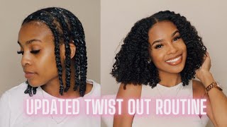 MY UPDATED TWIST OUT ROUTINE  STRETCHED TWISTS WITHOUT HEAT  LENGTH AND VOLUME [upl. by Janel889]