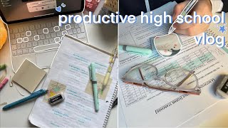 Productive High School Vlog 🎐🫧 studying reading note taking [upl. by Inanak]