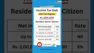 Income Tax slab for senior citizen  Tax slab old tax regime AY 20242025  Tax rate senior citizen [upl. by Idurt]