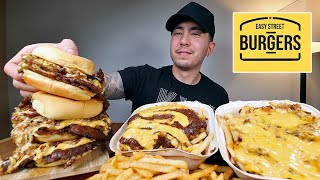 SMASHING Some Double Burgers And Loaded Fries From Easy Street Burgers Mukbang [upl. by Sucramal389]