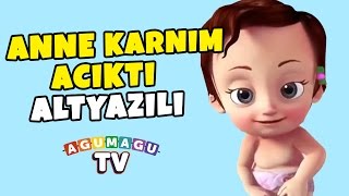 Anne Karnım Acıktı Yeni Versiyon  Altyazılı   Çocuk Şarkıları 2016 [upl. by Eilsek685]