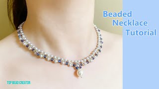 DIY Beaded necklace Jewelry making tutorial Pearl necklace [upl. by Kelwin777]