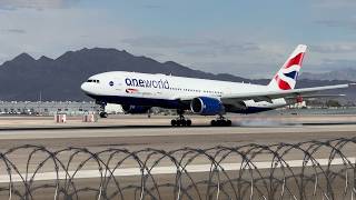 Special Livery British Airways Boeing 777236ER lands at Las Vegas  GYMME [upl. by Assiran356]